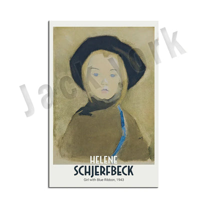 Decorbites™ Abstract Vintage-Ausstellungsplakat-Set - Helene Schjerfbeck, Zirkusmädchen, Blondes Mädchen