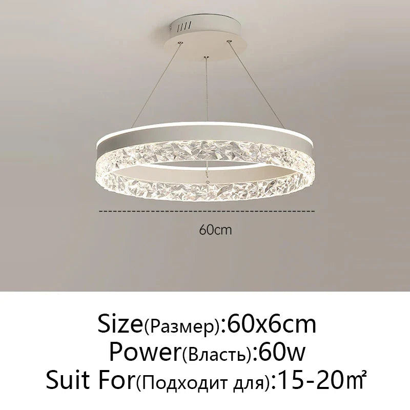 DecorBites™ Crystal Rings LED Chandelier Black&White Frame