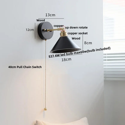 DecorBites™ LED Wall Light Fixture Modern Black Wood Copper Sconce