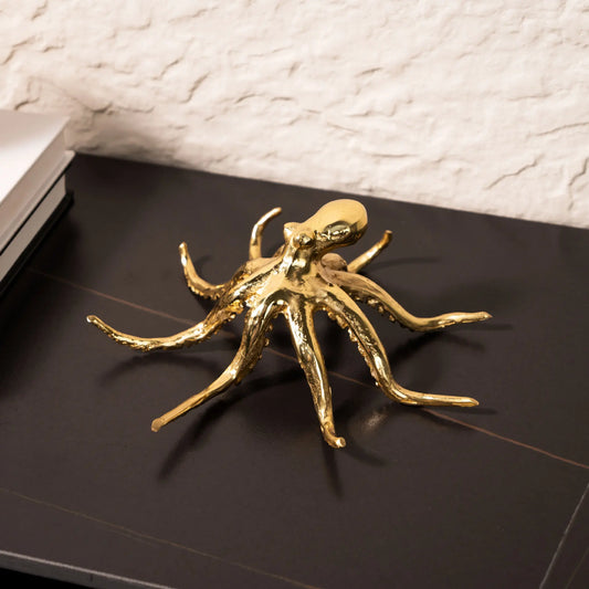 Decorbites™ Goldene Oktopus-Metalskulptur - Wohnungsdekoration Figur