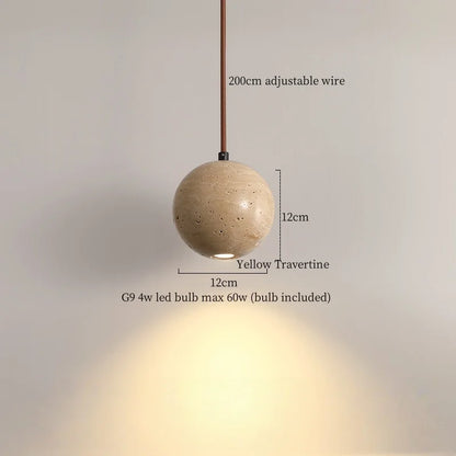 DecorBites™ Iron Yellow Travertine LED Pendant Light for Bedside Dining Living Room