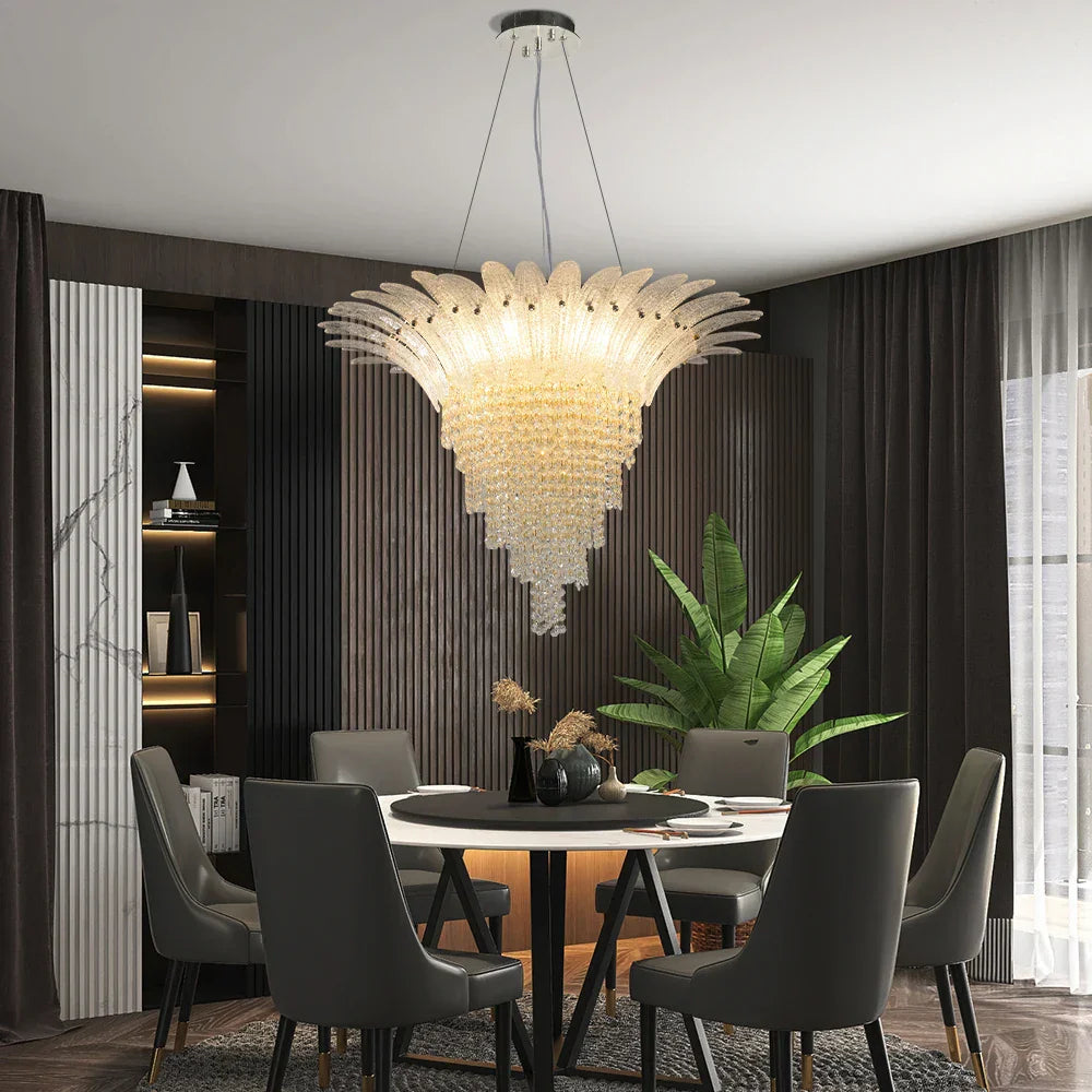 Gold LED Chandelier Light Dia85cm Living Room