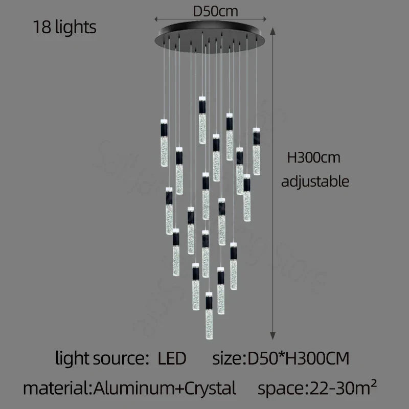 Decorbites™ Zylinder-Kristall-Lüster: Moderne Villa-Wohnzimmerlampe für stilvolle Interieurs.