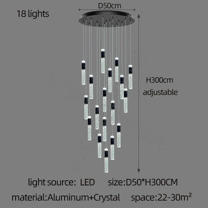 Decorbites™ Zylinder-Kristall-Lüster: Moderne Villa-Wohnzimmerlampe für stilvolle Interieurs.