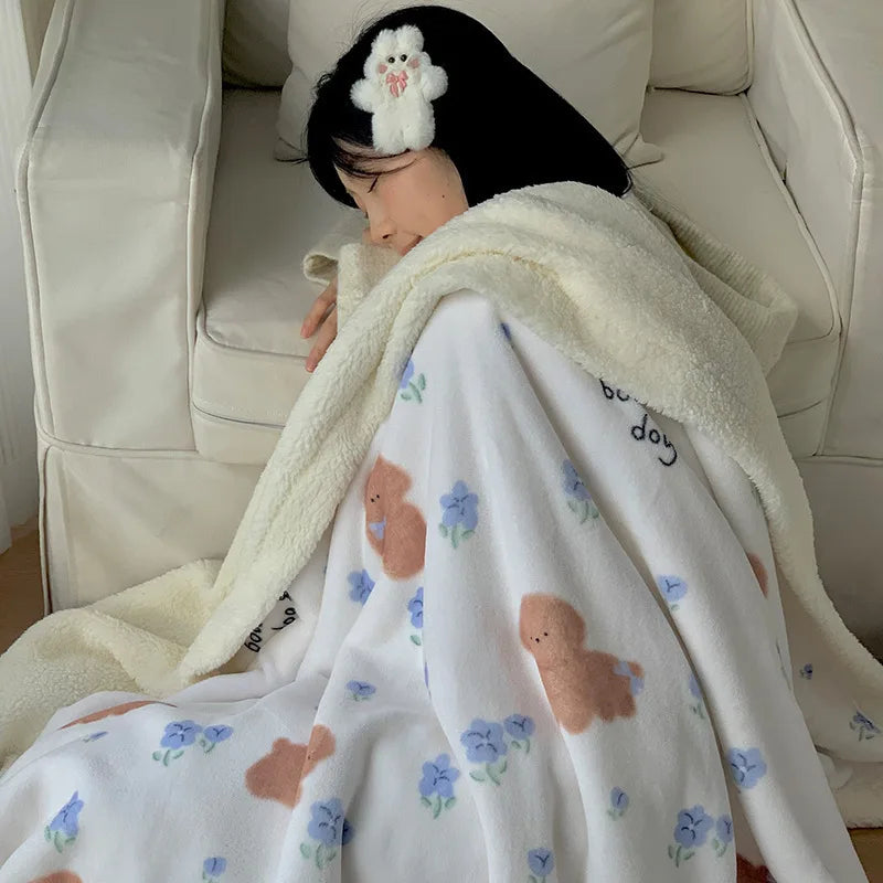 Decorbites™ Koreanisches Cartoon-Plüschdecke, weiche Nappensofabezug für Zuhause und Wohnheim