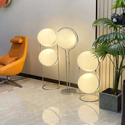 DecorBites™ LED Floor Lamp Chrome Metal Living Room Floor Light White Acrylic Ball