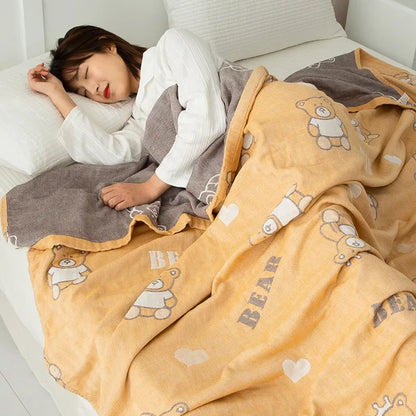 DecorBites™ Cotton Gauze Boho Throw Blanket - Cozy Bedspread & Sofa Cover