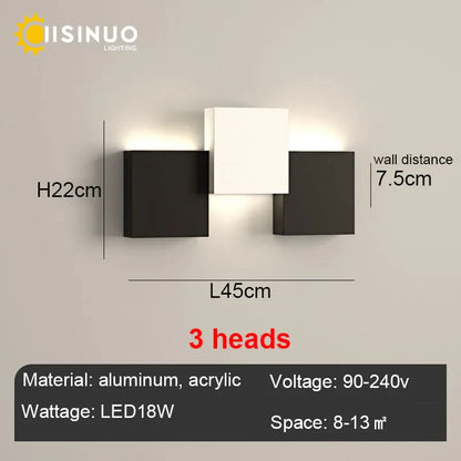 DecorBites™ Geometric LED Wall Sconce Black White Light for Living Room Bedroom Hallway