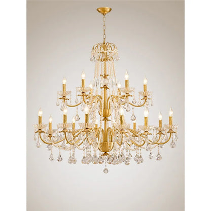 Decorbites™ Gold Messing Kristall-Kronleuchter für Wohnzimmer, Esszimmer und Schlafzimmer, Retro Kerzenleuchten Pendellampen