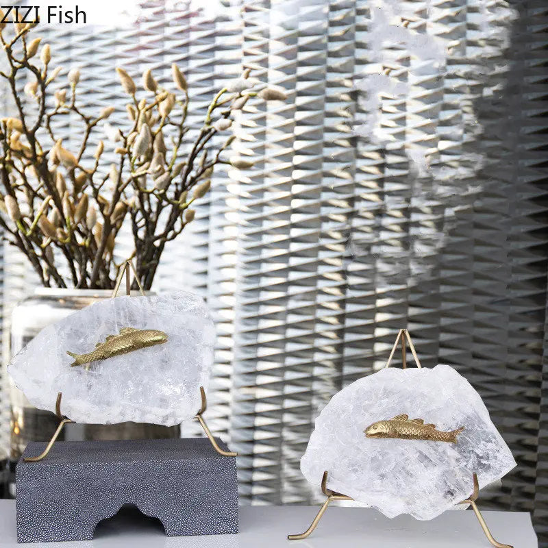 Decorbites™ Golden Fish Kristall-Ornament Heimdekoration Metallstatue