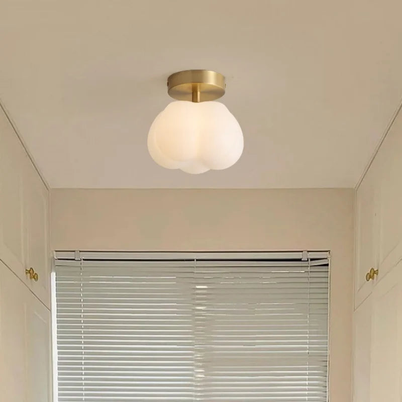 Decorbites™ Baumwoll-Form LED-Deckenleuchte – Creme. Nordischer Stil, Flur Balkon Veranda Licht.
