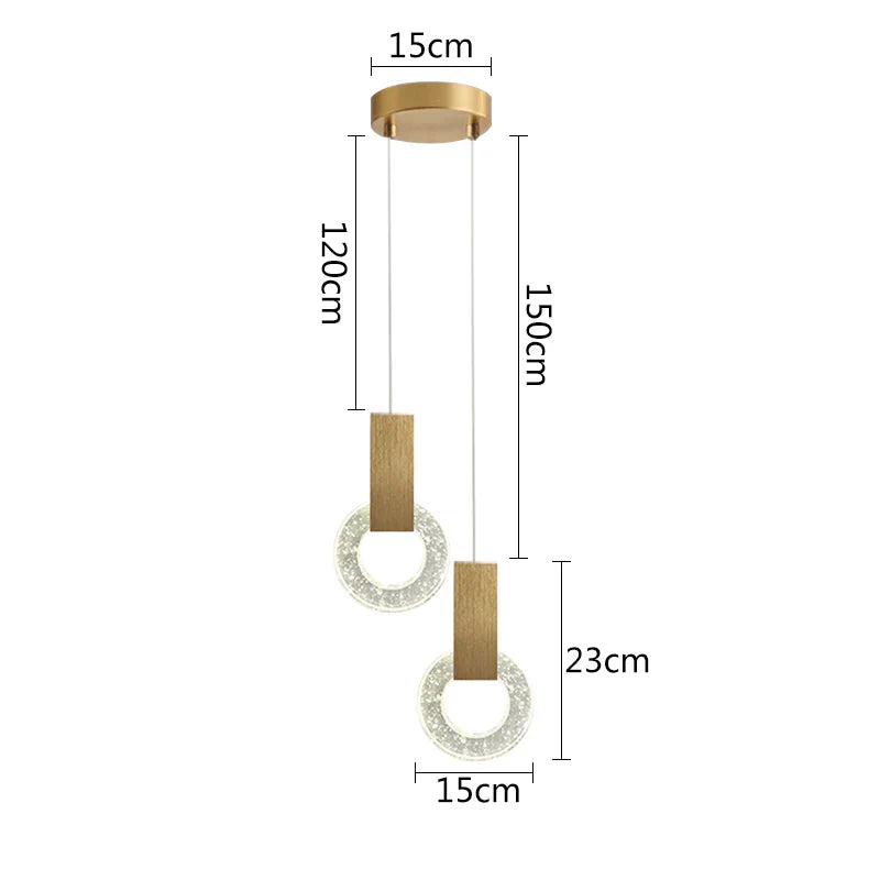 Gold Crystal Pendant Lights 2-Head Warm Glow