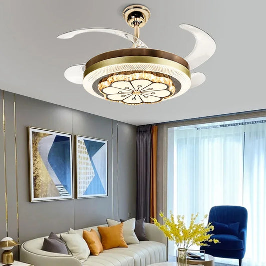 Decorbites™ Kristall Unsichtbarer Ventilator-Lampe 42-Zoll Europäischer Wohnzimmer-Deckenventilator-Kronleuchter