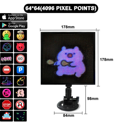 DecorBites™ LED Car Sign Screen with Custom Text Animation - 32x32 Pixel Display