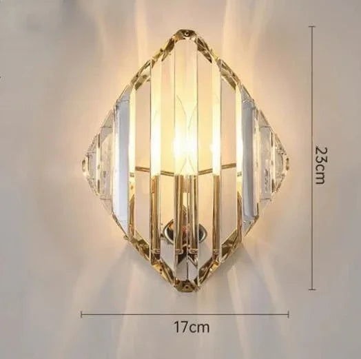 Gold Shimmering Crystal Wall Sconce For Bedroom