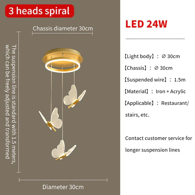 Decorbites™ Gold-LED-Schmetterlingsanhängerleuchten für Zuhause, Treppenhaus, Wohnzimmer, Schlafzimmer-Kronleuchter