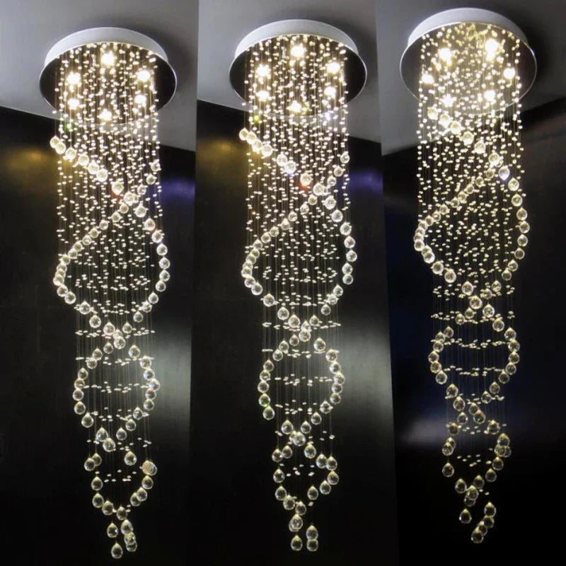 DecorBites™ Crystal LED Chandelier for Staircase Stair Luxury Hotel Pendant Lights