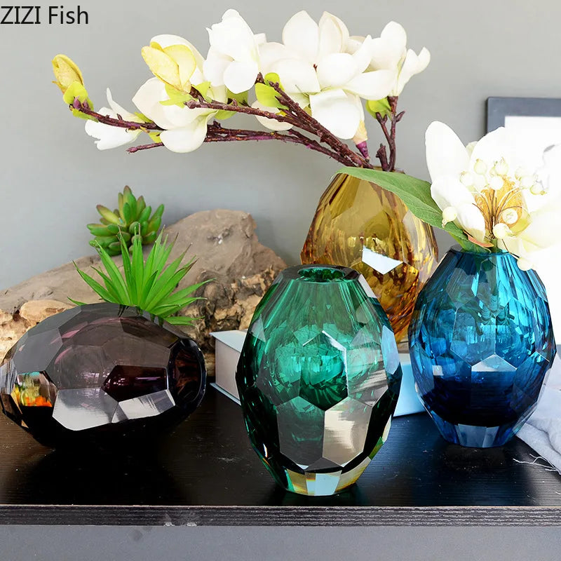 DecorBites™ Amber Glass Vase for Desk Decoration and Floral Arrangement