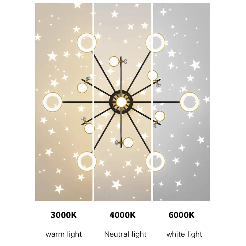 Decorbites™ LED-Kronleuchter: Moderne smarte Fernbedienungs-Deckenleuchte für Wohnzimmer, Schlafzimmer, Esszimmer und Küche