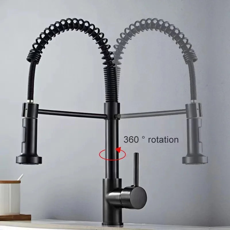 Brushed Nickel Kitchen Faucet Flexible Spout