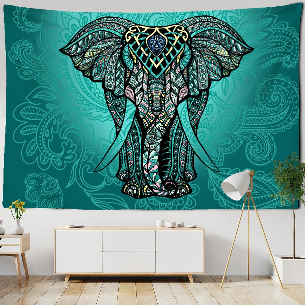 Decorbites™ Elefanten-Mandalas-Teppich Lebensbaum Wandbehang Psychedelisches Hexenwerk Hausdekoration