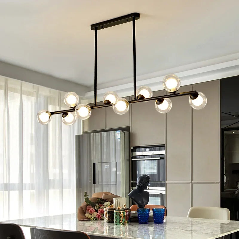 Gold Glass LED Pendant Light 11-Head Cognac