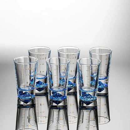 Decorbites™ Klar-Glas-Likör-Tassen-Set 2oz Chinesische Spirituosen-Trinkgläser mit Skalenstrich