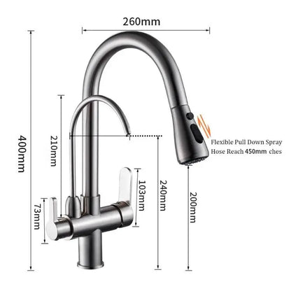 DecorBites™ Crane Kitchen Faucet Three Ways Sink Mixer WF-0195
