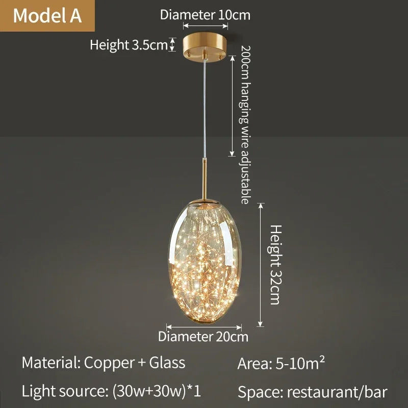 Raindrop Copper Crystal Pendant Light in Gold