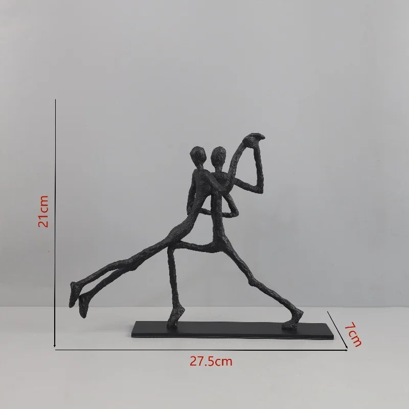 DecorBites™ Geometric Couple Cast Iron Figure Sculpture for Home Decor