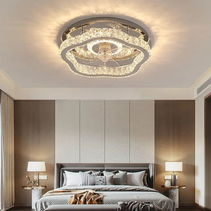 DecorBites™ Crystal LED Ceiling Fan Remote Control Modern Bedroom Light Fixtures