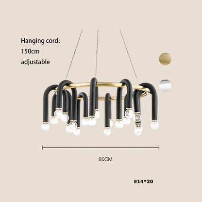 Decorbites™ Schwarz Aluminium U-förmige Rohr Dimmbare LED-Kronleuchter für hohe Decken
