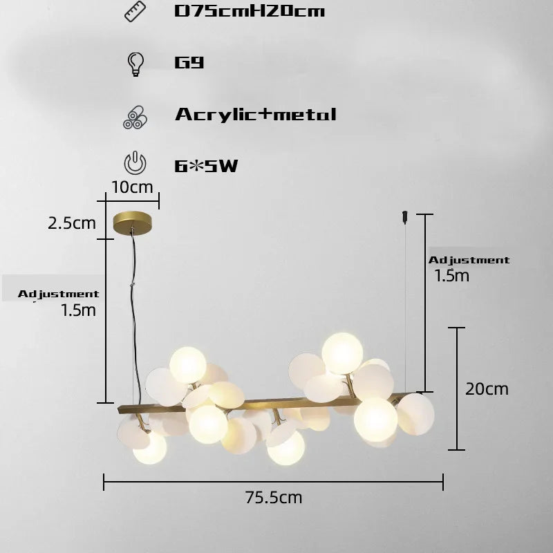 Decorbites™ Goldenes Metall G9 LED Anhänger-Kronleuchter mit Acryl-Blumen-Dekor