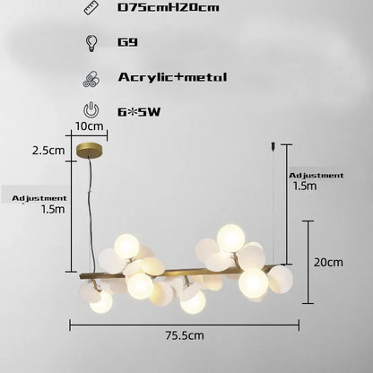 Decorbites™ Goldenes Metall G9 LED Anhänger-Kronleuchter mit Acryl-Blumen-Dekor