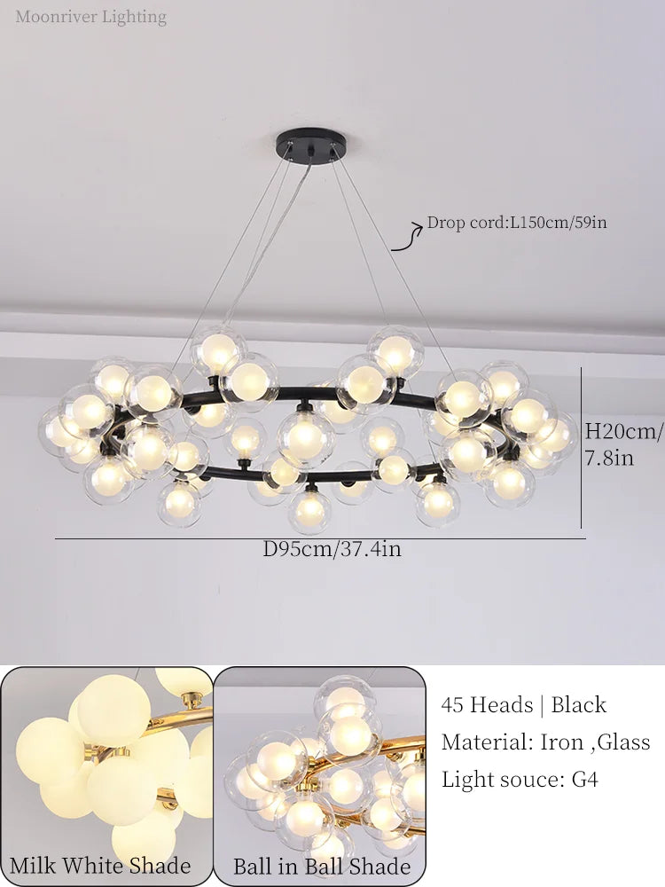 DecorBites™ Glass Ball LED Chandelier Modern Pendant Light for Home Decor