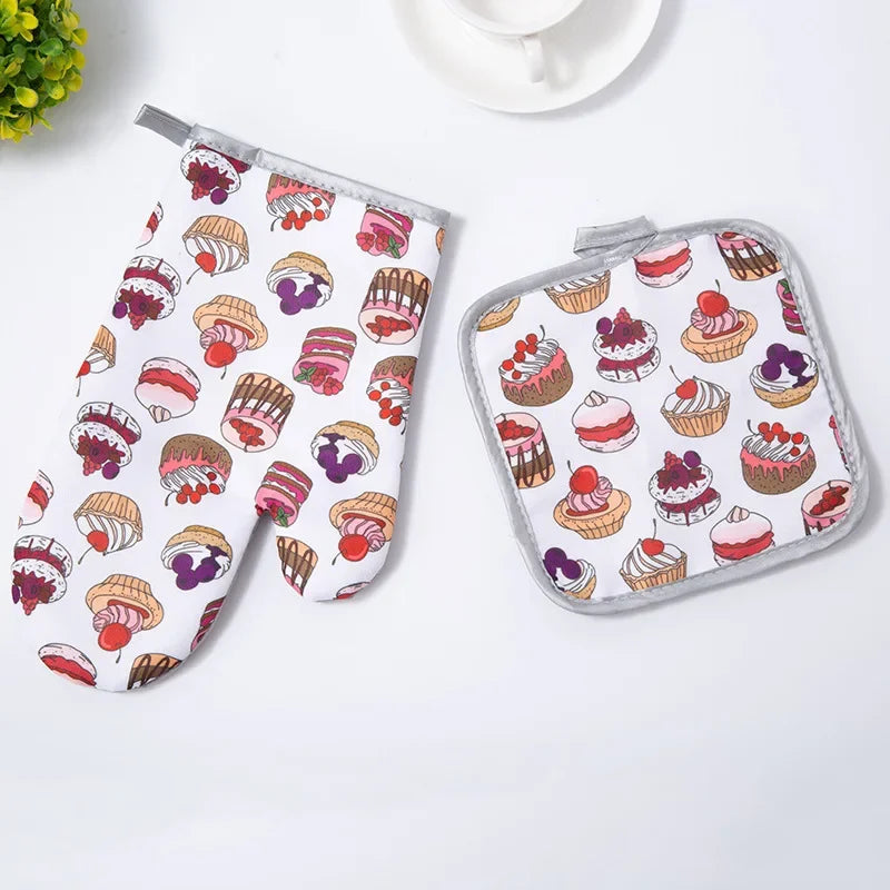 Decorbites™ Baumwoll-Küchen-Back-Mikrowellen-Handschuhe für hitzebeständige Back-Ofensicherheit