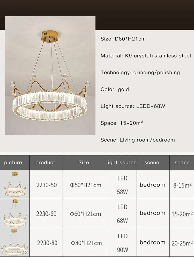Decorbites™ Kristall-Leuchter: Nordischer LED-Luxus-Runder-Kronen-Blüten-Design für das Mädchenzimmer