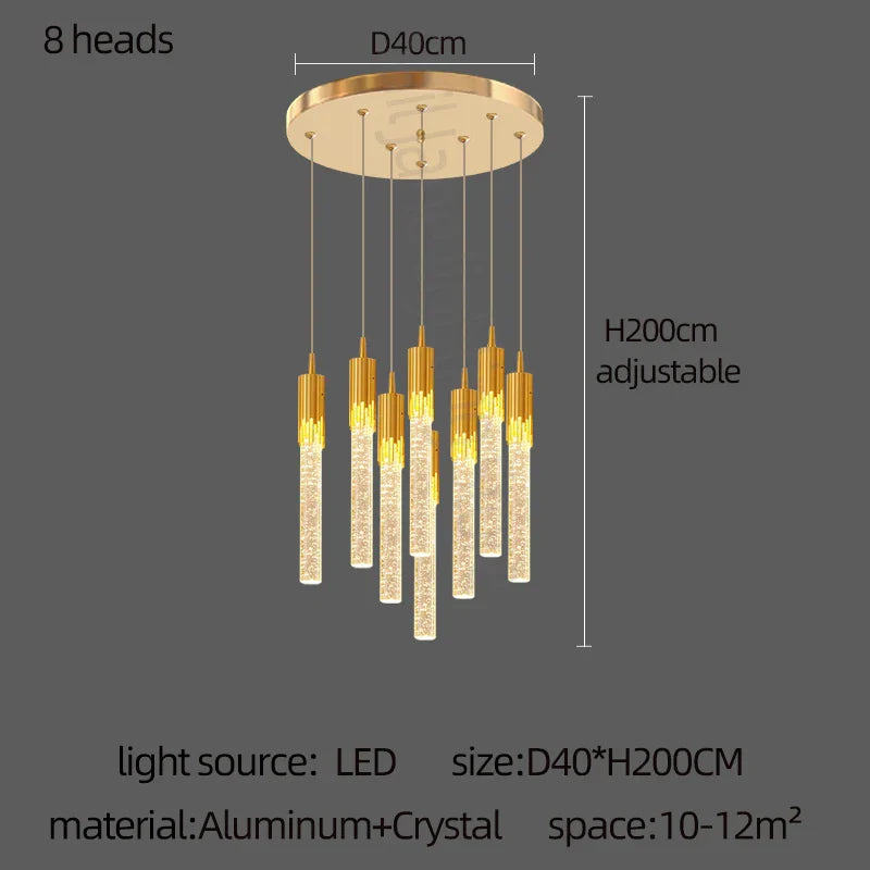Gold Crystal Kitchen Chandelier 8-Head Design