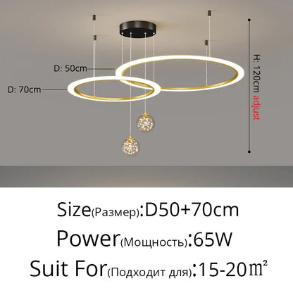 DecorBites™ Circle Ring Pendant Light Chandelier Modern Living Room Bedroom Lamps Ceiling Luminaire