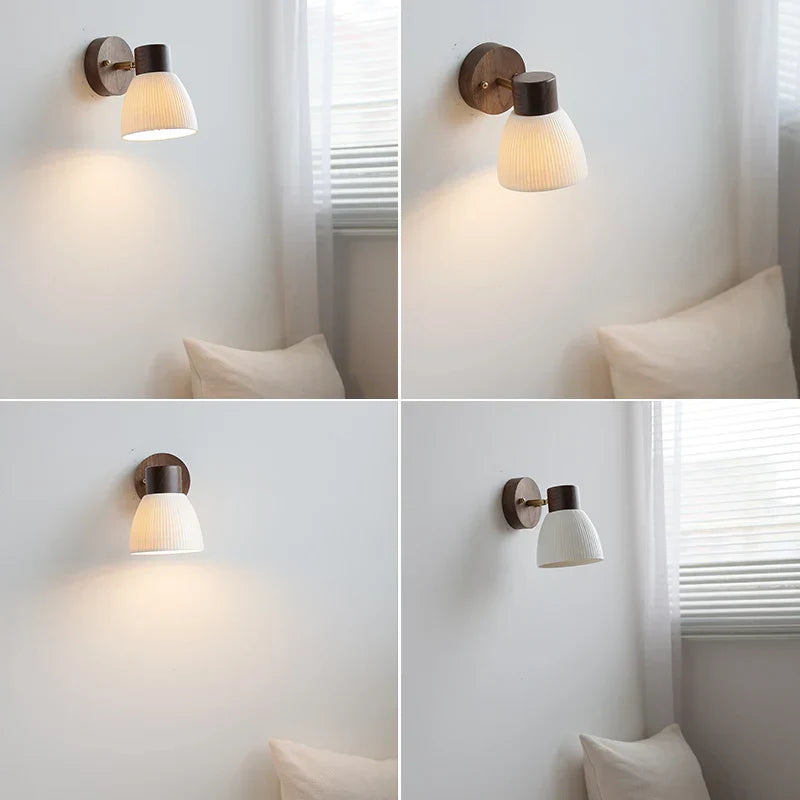 Decorbites™ LED-Wandleuchte Modern Nordisch Drehbare Leselampe Weiß Keramik Holz
