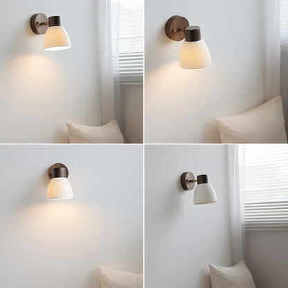 Decorbites™ LED-Wandleuchte Modern Nordisch Drehbare Leselampe Weiß Keramik Holz