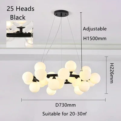 Decorbites™ Glas-Kugel-LED-Kronleuchter-Hängeleuchte für Wohn- und Esszimmer