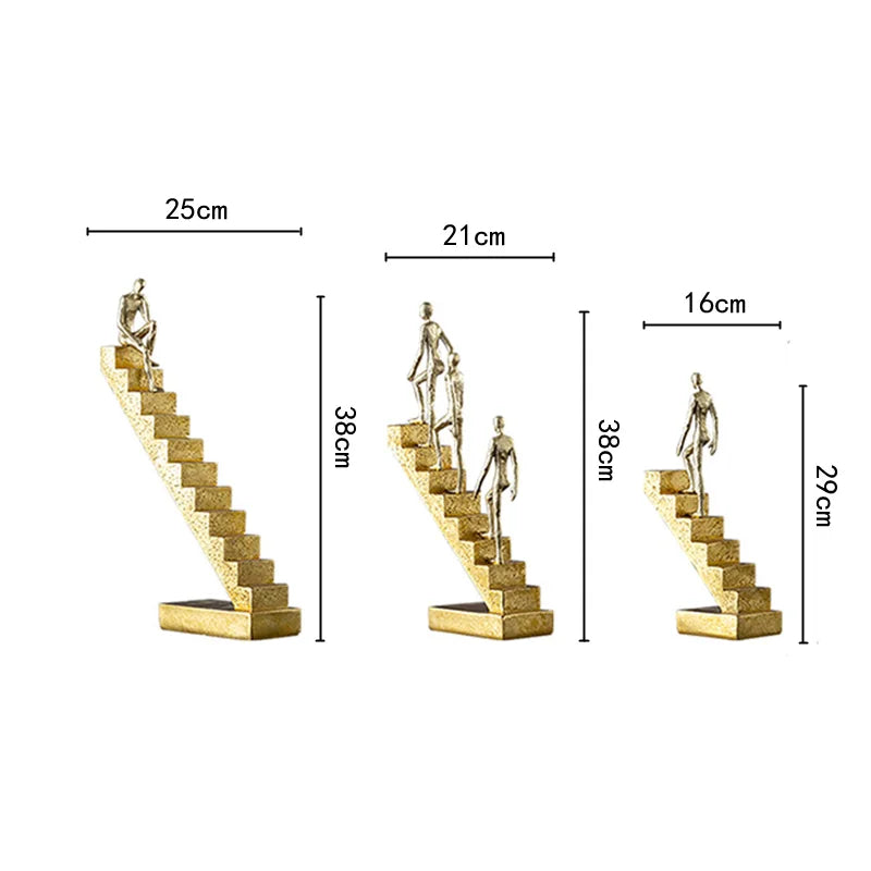 DecorBites™ Golden Man Abstract Resin Figure Sculpture Staircase Decor