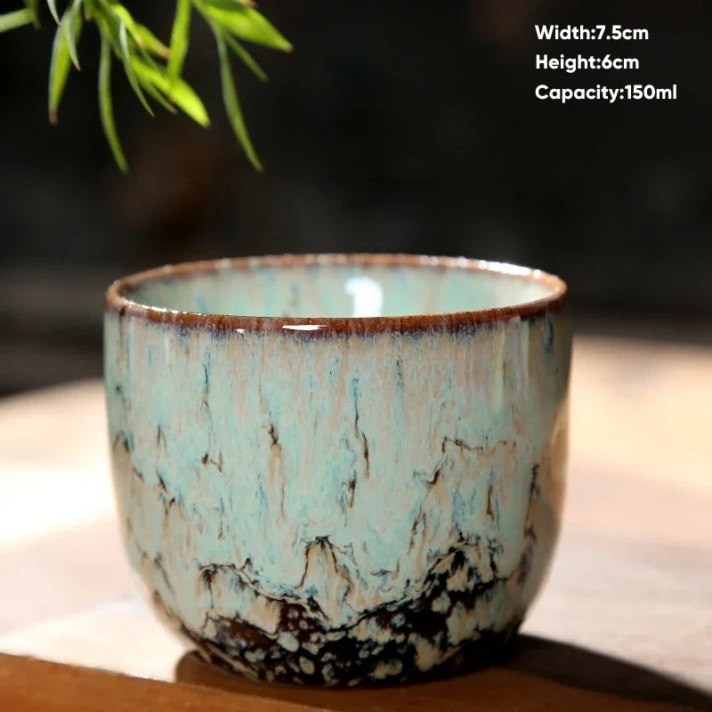 Decorbites™ Japanische Ofenverwandlungs-Keramik-Teebecher Espressotasse Kaffeetasse Töpferei Kung-Fu-Teetasse