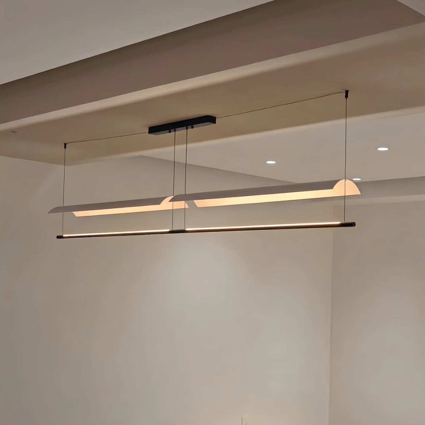 Wabi-Sabi Black Metal Acrylic Strip Pendant Light
