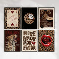1/3/6pcs Retro Leopard Cheetah Canvas Prints Poster Y2k Funky Chic Art Prints Bedroom Apartment Wall Art Home Decor Art Poster