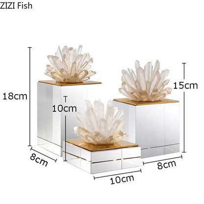 Decorbites™ Achatstein-Kristall-Skulptur Vergoldete Marmor-Dekoration für Wohnzimmer-Schreibtisch