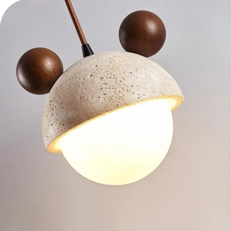 Decorbites™ Sahneglas-LED-Hängeleuchte Modern Holz Gelber Travertin-Hängeleuchte