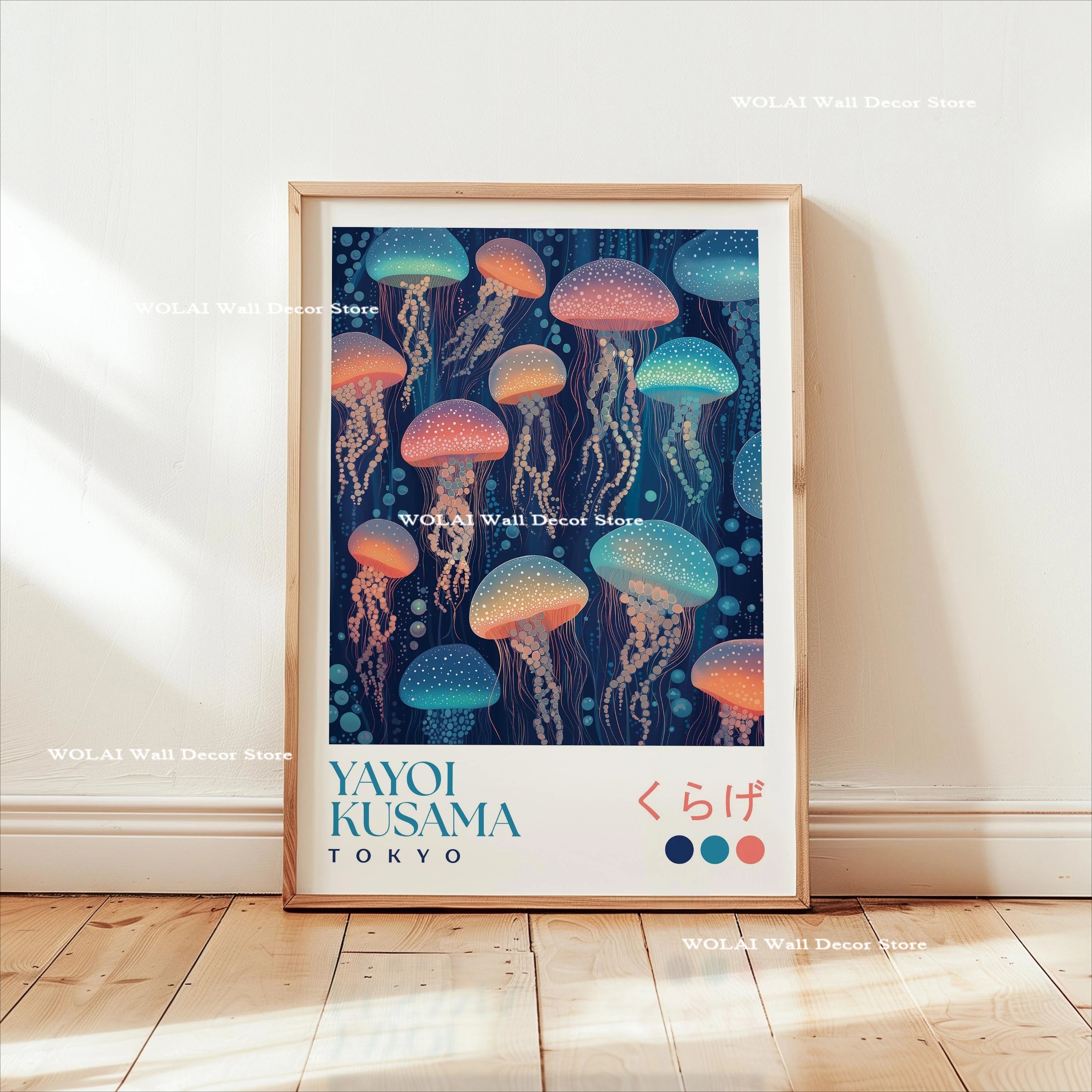 Yayoi Kusama Koi Fish Jellyfish Animal Canvas Prints Japanese Hokusai Giant Wave Wall Art Posters for Living Room Home Decor