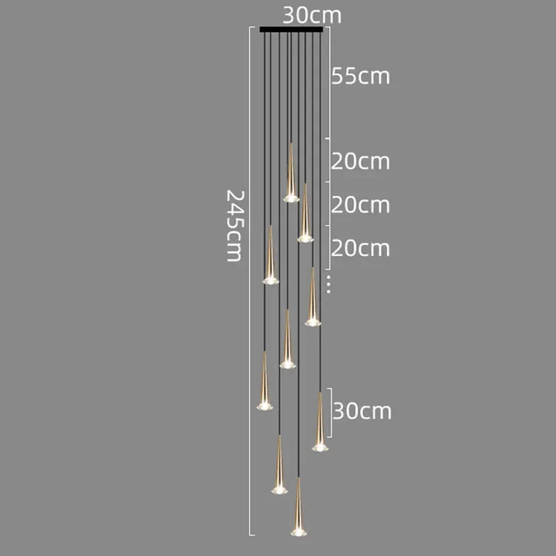 DecorBites™ Crystal LED Staircase Chandelier: Luxury Long Stair Lighting Fixture
